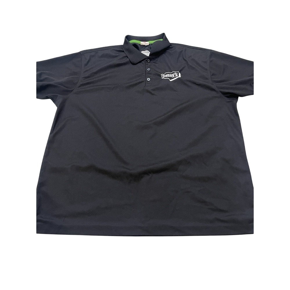 Men's Dennys Embroidered Black Polo Pullover Shirt 2XL